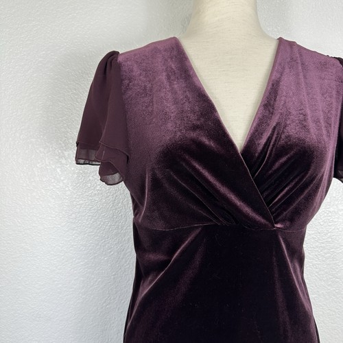 Lauren Ralph Lauren Top Women Medium Velvet Burgundy Plum Babydoll Whimsigoth - Picture 4 of 13