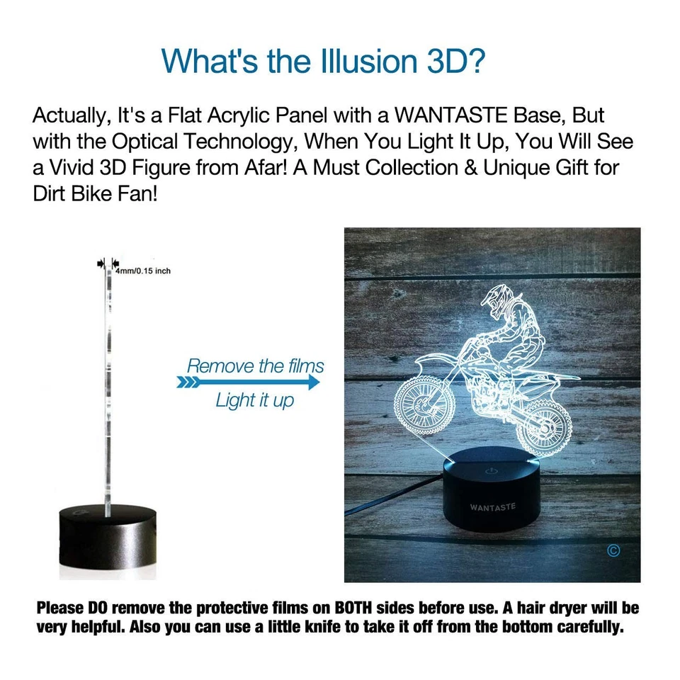 Motocross 3D Lamp Gift with Remote, Dirt Bike Decor Toys for Boys Girls Room,... - Image 4 of 4