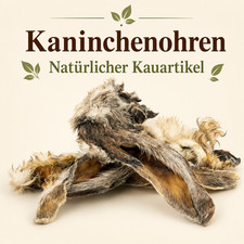Kaninchenohren mit Fell 1 kg Hasenohren Hunde Snack Naturkauartikel Kausnack