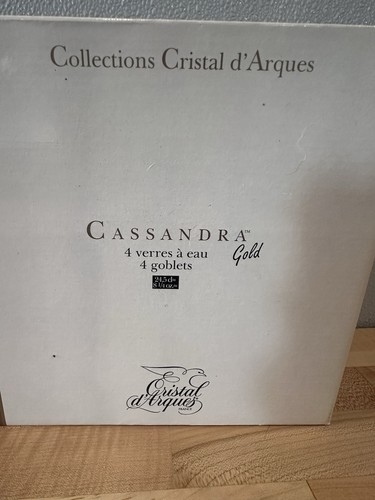 Set- 4 Cristal D'Arques France Cassandra Gold Water Goblet Crystal Glass w/ Box - Picture 8 of 9