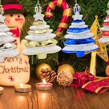 4 Pcs Christmas Tree Ornaments,Painting Hanging Ball for Holidays Xmas Tree Deco