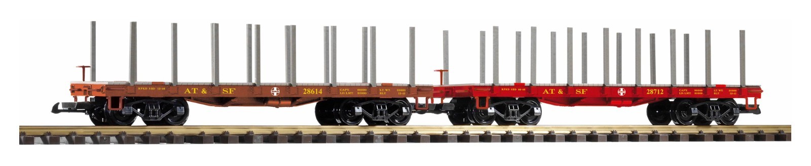 PIKO 38773 Set Of 2 Flatbed Cars Standing USA Of The Santa Fe SF Scale G 1:22.5