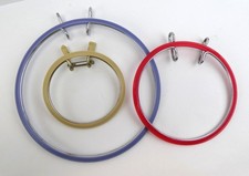 Lot of 3 Spring Pinch Tension Plastic Metal Embroidery Hoops 3.5" 5" 7"