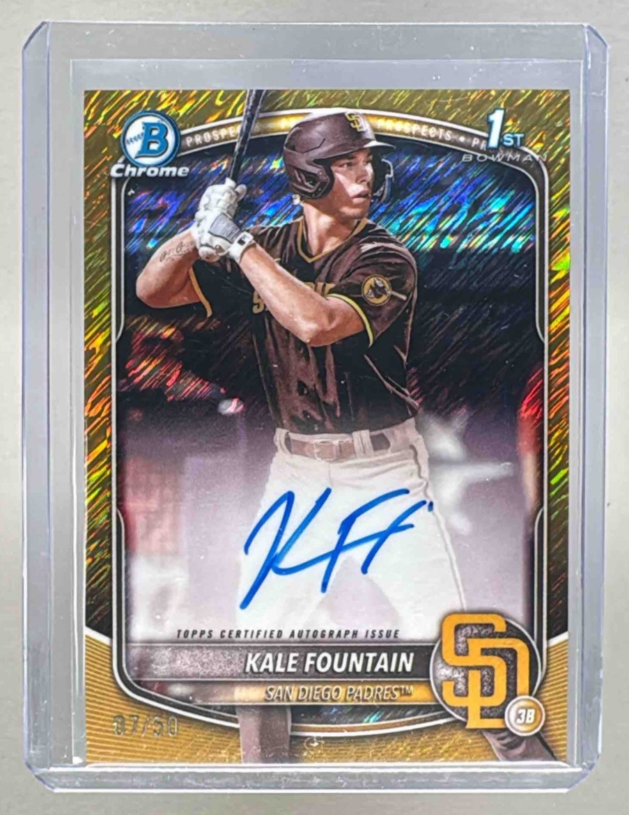 Kale Fountain 2025 Bowman Chrome Gold Shimmer Refractor Auto 1st RC 7/50