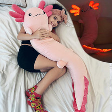 Tezituor Pink Axolotl Stuffed Animal 48 inch Glow-in-Dark Plush Toy Body Pillow