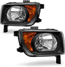 2003-2006 Honda Element Headlight Assembly Pair Black Amber Reflector