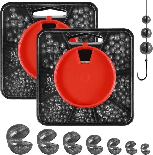 1 Pack 7 Way Non Toxic Fishing Split Shot Weight Assorted Lead Sinkers Carp Pike