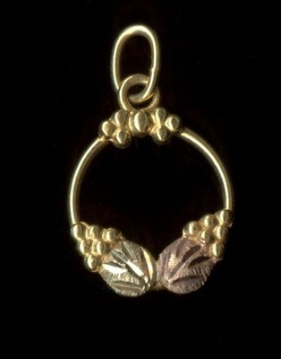 Neu 10K 17mm Massiv Gelb & Rotgold Rund Kreis Blume Blatt Pflanze Anhänger Lu