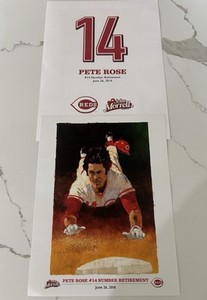 2016 Pete Rose #14 Number Retirement Dedication Art Print w/ Cover/folder