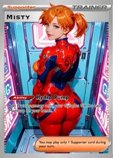 Misty Hydro Pump Rainbow Holo Full Art Waifu Pokemon Card