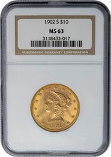 1902-S $10 Gold Liberty MS63 NGC 951650-4