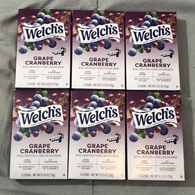 6 PACK ~ Welch's Grape Cranberry Zero Sugar Drink Mix 36 Sticks Singles To Go