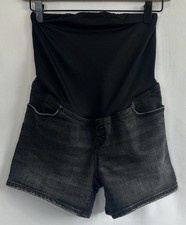 Ingrid Isabel Maternity Crossover Panel Midi Jean Shorts, Black Size 4
