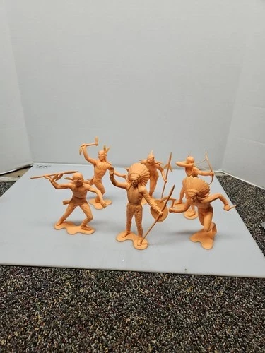 6 Vintage MARX Indian Native American 1964 6" Figure Lot