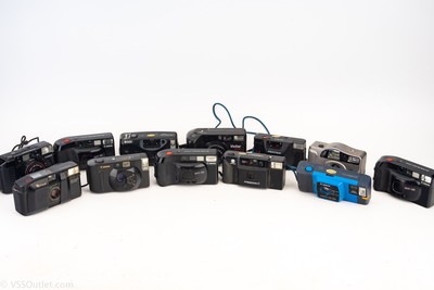 12 Point & Shoot 35mm Film Cameras Vivitar Pentax Canon AS-IS PARTS REPAIR V26
