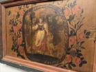 ANTIQUE FOLK ART PRIM OIL ON BOARD PORTRAIT WOMAN FARMER FLORAL GARLAND FRAMED — photo 5