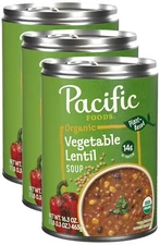 Pacific Foods Organic Vegetable Lentil Soup 🍲 16.3 Oz Can (Pack of 3)