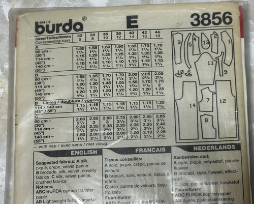 Burda Couture Patrón de Costura 3856 Talla 8-18 SIN CORTAR Damas Conjunto de Noche Completo - Imagen 7 de 8
