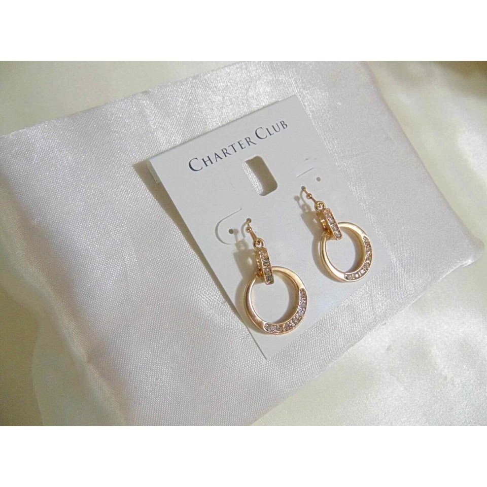 Charter Club 1-1/2" Gold-Tone Crystal Circle Earrings - Image 3 of 3