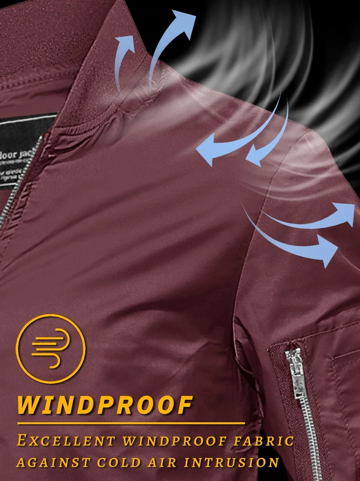 Men's Lightweight Bomber Jacket Baseball Coat Full-Zip Casual Spring Fall Jacket - Image 3 of 4