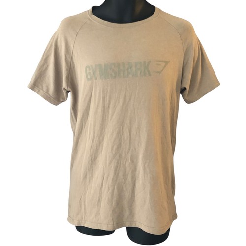 Gymshark Mens T Shirt Medium Beige Logo 
