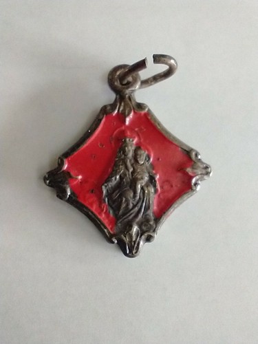 Catholic Vintage Red Enamel Sacred Heart of Jesus Religious Medal | eBay