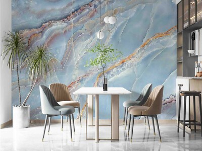 3D Abstract Blue Marble Texture Self-adhesive Removable Wallpaper Murals Wall 60