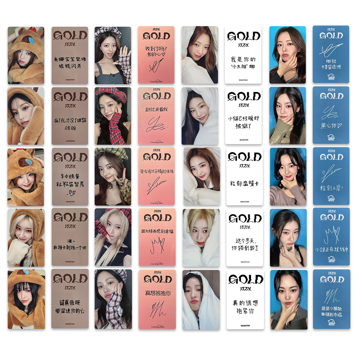 4pcs/set Kpop ITZY Member GOLD Makestar Self Made Photocard