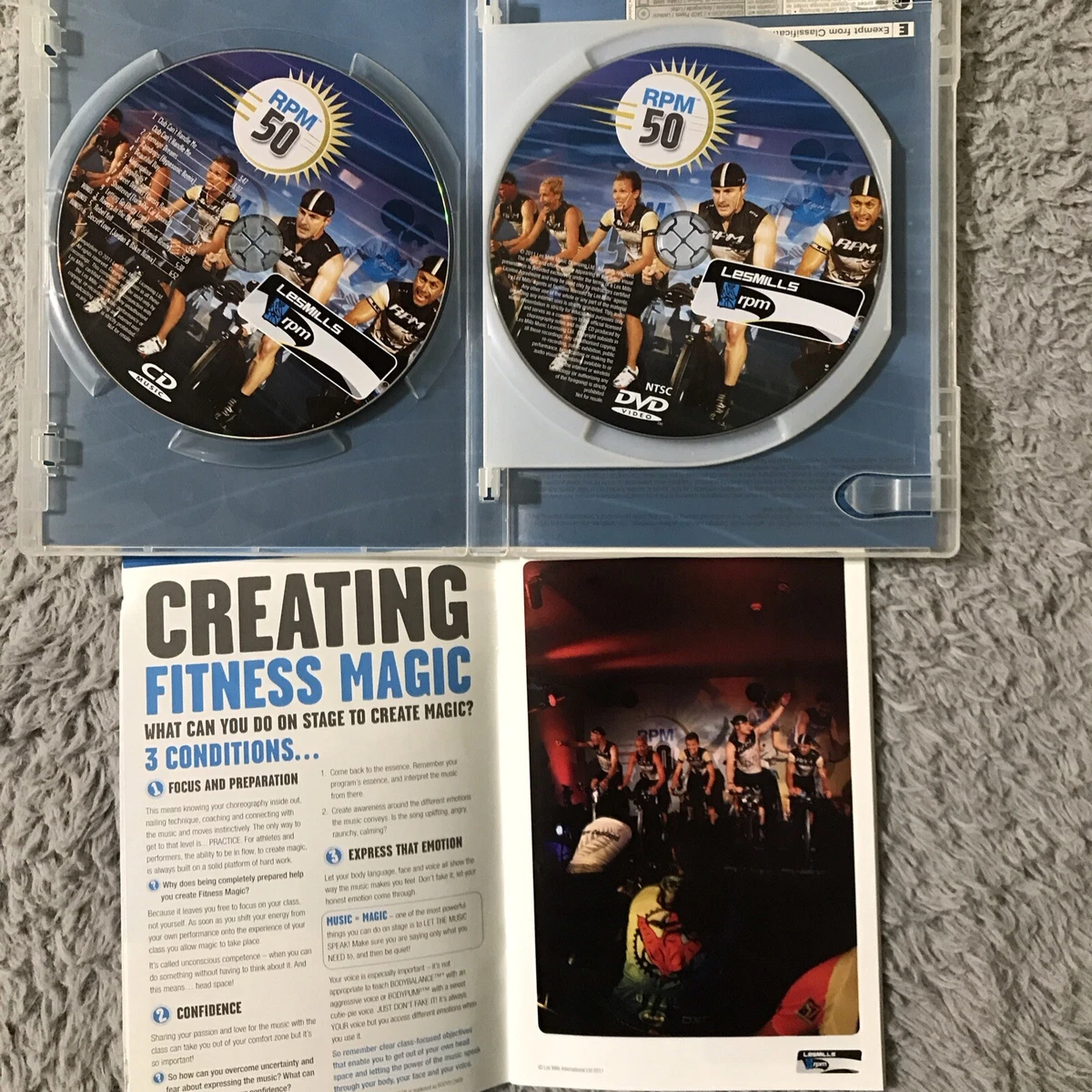 Les Mills RPM Release 50 Set DVD Music CD Choreography Booklet Cycling Spinning