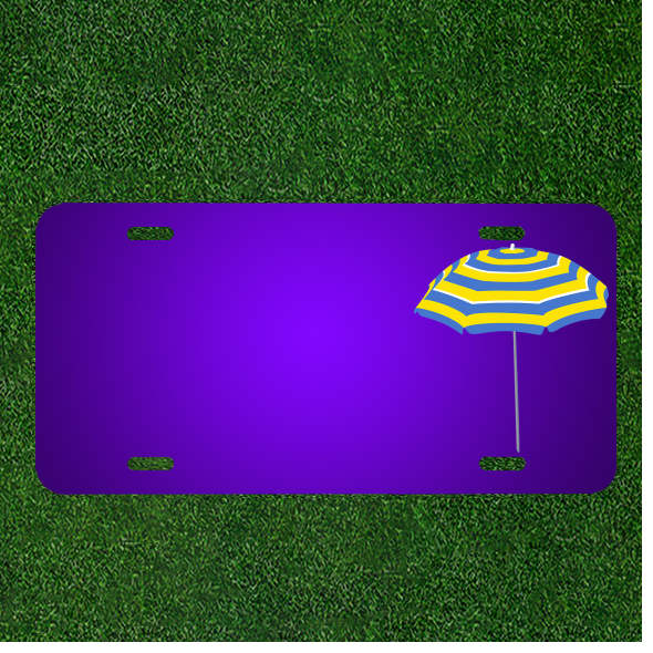Custom Blue Sunshade Umbrella with Personalized License Plate and Names