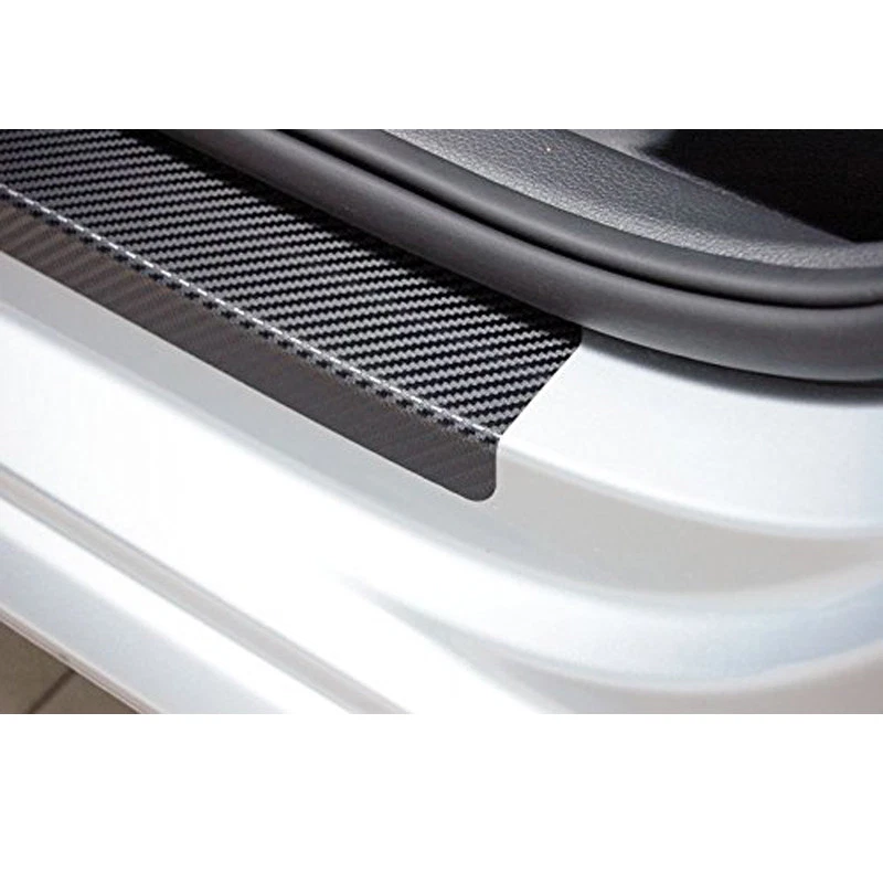 US Car Carbon Fiber Scuff Plate Door Sill Cover Panel Step Protector Guard Black - Image 2 of 4
