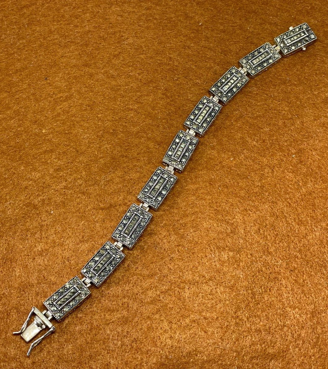 HEAVY CHUNKY SOLID STERLING SILVER MARCASITE SET … - image 1