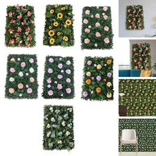 Artificial Grass Wall Panel with Flowers Ornament Fence Flower Wall Panel