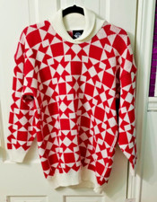Vintage Dockers Levi's Sweater American Folk Art Quilt Pattern S Womens NWT '80s
