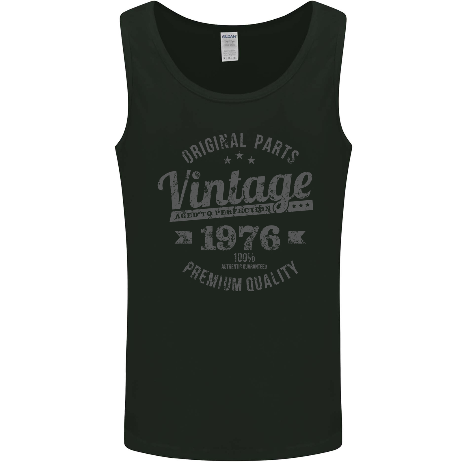 Vintage Year 49th Birthday 1976 Mens Vest Tank Top Black