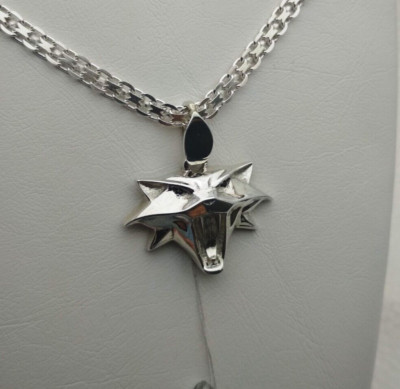11 gr Men's Witcher White Wolf Gothic Medallion Necklace Pendant Silver 925 New