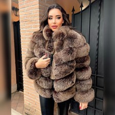 Women Real Fox Fur Coat Genuine Fur Jacket Warm Winter Short Outwear Frost Color