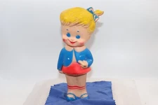 Vintage Girl In Red & Blue Clothes Bow Squeaker/Squeeze Toy, The Sun Rubber Co.