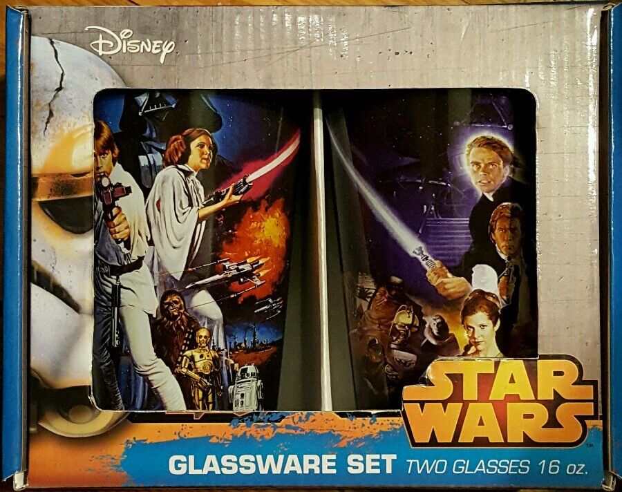 Disney STAR WARS 2-PC GIFT SET Glassware Set Two 16 oz Glasses +