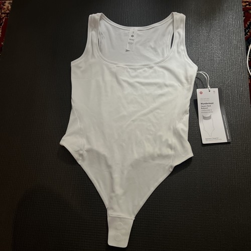 Lululemon WUNDERMOST SQUARE NECK BODYSUIT White SZ XS NWT