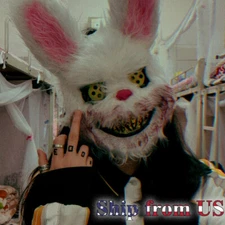 Horror Creepy Bunny Rabbit Killer Mask For Halloween Cosplay Party Costume Prop
