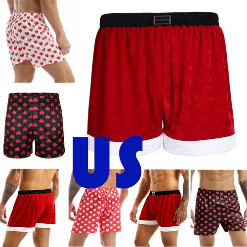 Men Velvet Flannel Christmas Underwear Santa Costume Printed Boxer Shorts - 第 2/38 張圖片
