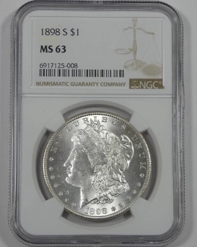 1898-S Morgan Dollar CERTIFIED NGC MS 63 Silver Dollar