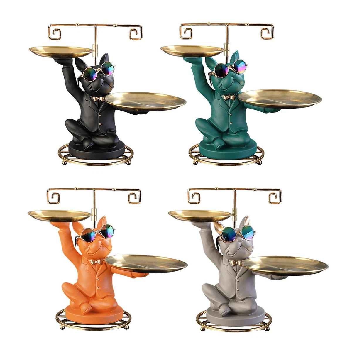 Butler Dog Statue with Tray Animal Crafts Dog Sculpture with Serving Tray Table