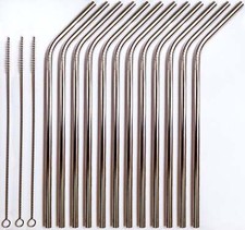 Reusable Straws - Stainless Steel Drinking - Set of 12 3 Cleaners - Eco