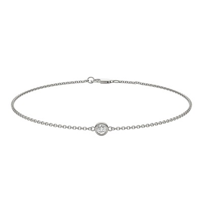 Charles & Colvard One Stone Station Chain Bracelet in Sterling Silver