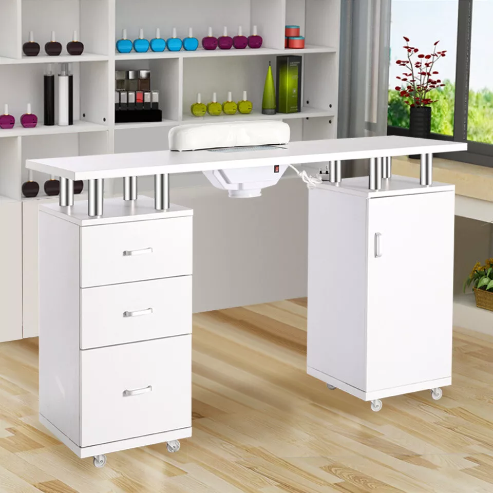 Wooden Manicure Table Beauty Salon Nail Station Storage Desk with Extractor Fan