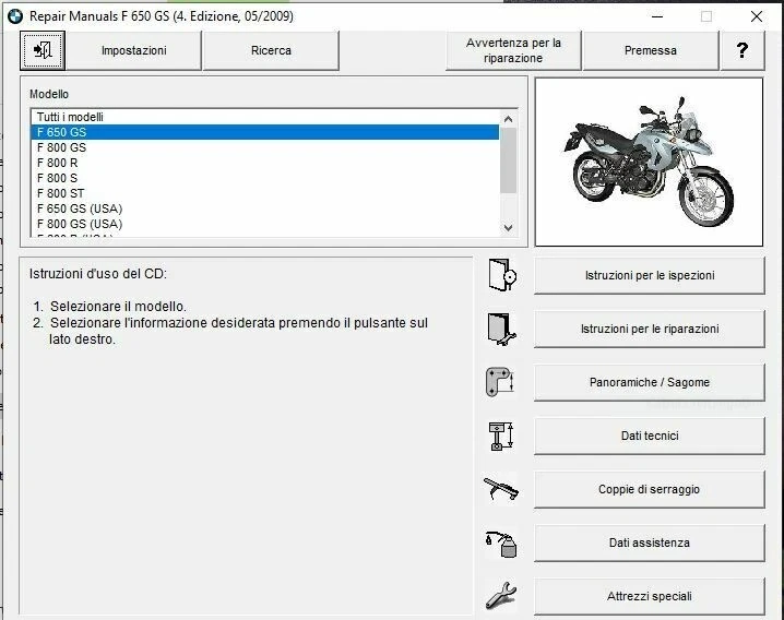 Bmw F650 Gs - F800 GS - F800 ST - F800 S manuale officina repair manual su cd - Immagine 2 di 4