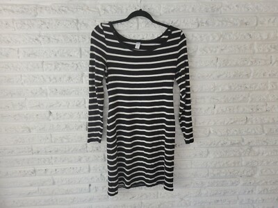 Old Navy Womens Dress Small S Sweater Mini Stripe Long Sleeve Black Stripe  Comfy