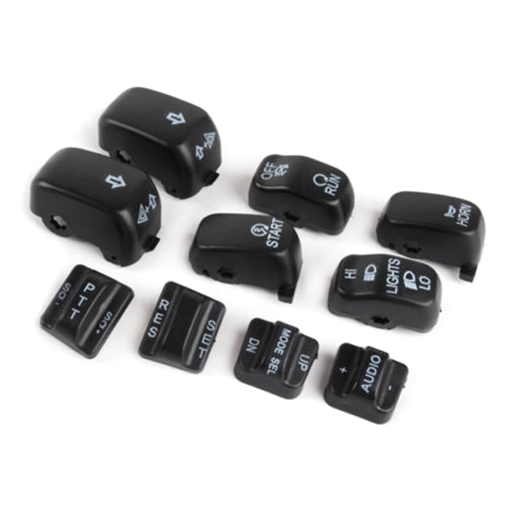 10x Black Hand Control Switch Buttons Caps For Harley